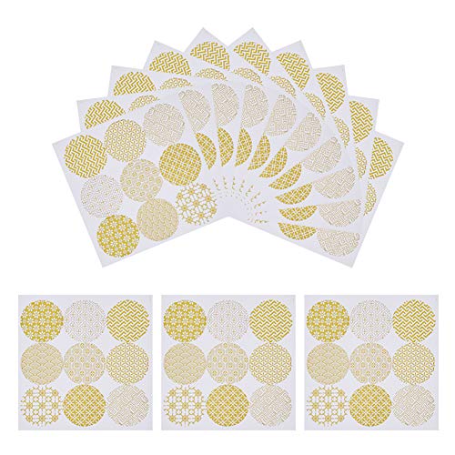 PH PandaHall 50 Sheets Circle Envelope Seals Stickers Paster Picture Stickers Decorative Label Stickers for Gift Box Album Embellishment DIY Scrapbooking Decoration (450pcs Totally)