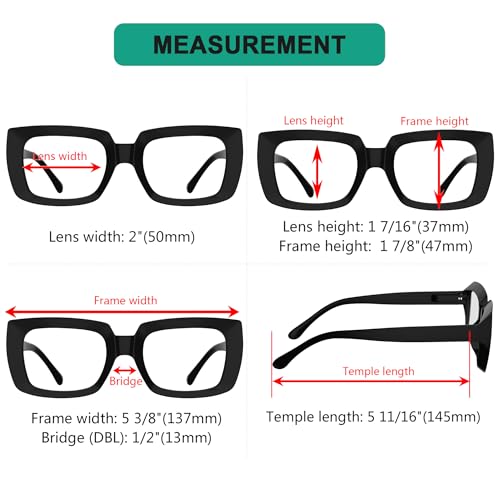 Image of Eyekepper 3 Pack Stylish Reading Glasses Women - Oversized Square Readers (Black /Transparent /Blue) +2.50