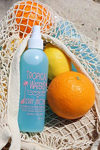 Tropical Waters Rose Water Make Up Setting Spray, Non-irritating, Cooling Spray and Facial Mist, 4oz Long Lasting, Hydrating, Face Mist, Cosmetic Finishing Spray, Hot Flashes (Rose)
