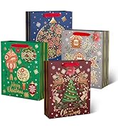 12PCS Metallic Gold & Silver Glitter Gift Bags – Assorted Large & Medium | Christmas, Wedding, Birthday Party Packaging