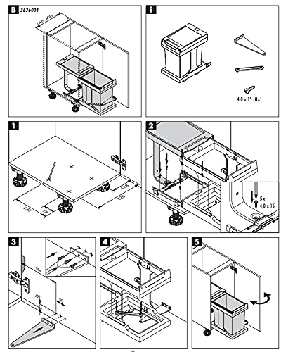 Miniatura 2 de Hailo - Sistema de basura compacto de repuesto para cocina y baño, 20 litros (21.1 cuartos de galón) con kit de puerta, color gris pizarra,