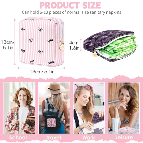 Image of Sanitary Pad Storage Bag Portable Period Bag for Teen Pads /Sanitary Napkins /Small Tampons, Sanitary Napkin Storage Bag First Period Gifts for Teen Girls (Red Cherries)