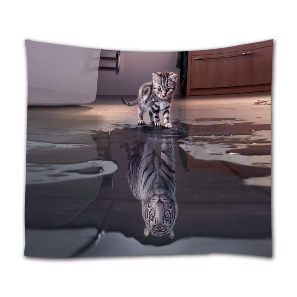 A.Monamour Tapisseries Mignon Chat Tigre Réflexion Animal