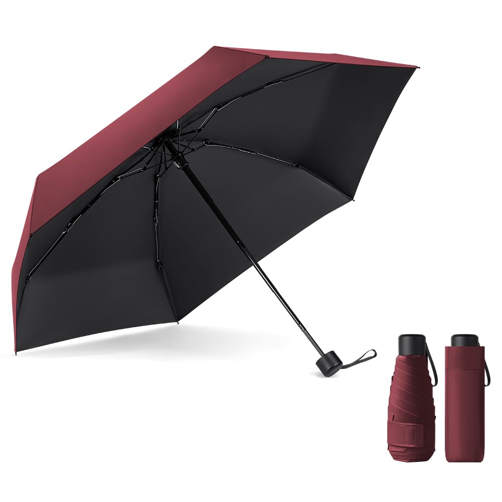 Travel Mini Umbrella for Purse,6 Ribs Mini Umbrellas,Coating Layer Fabric Blocking UPF 50 UV Protection 99.9% Compact Folding Purse Umbrella, Travel Sun Umbrellas Lightweight Small Compact