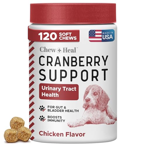 Dog UTI Treatment – 120 Cranberry Soft Chew Supplements for a Healthy Urinary Tract and Bladder Control – Made with Echinacea and Vitamin C – Corrects Imbalances