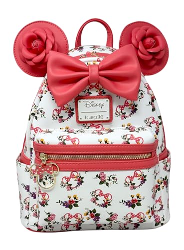 Loungefly Disney Minnie Mouse Roses Allover Print Womens Double Strap Shoulder Bag Purse