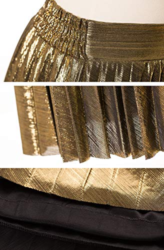 Itemnew Women's Stylish Metallic Color Shiny High Waist Pleated Swing Long Skirt4