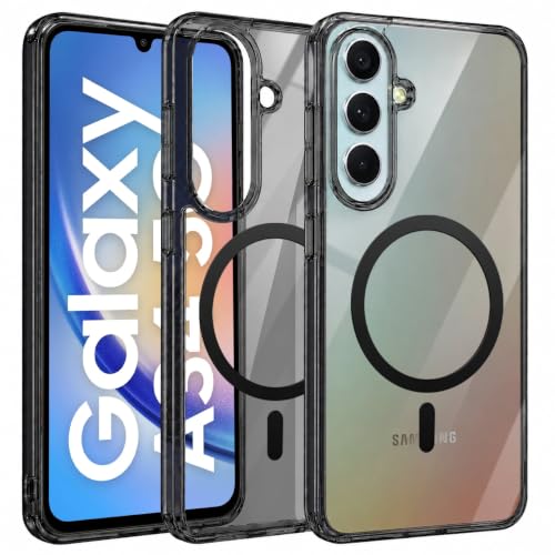 Image of Elzzi Anti Scratch Semi Translucent Cover for Samsung A34 Case, Premium PC + TPU Magnetic Phone Cases Drop Proof, Compatible with Magsafe Slim Never Yellowing Shockproof