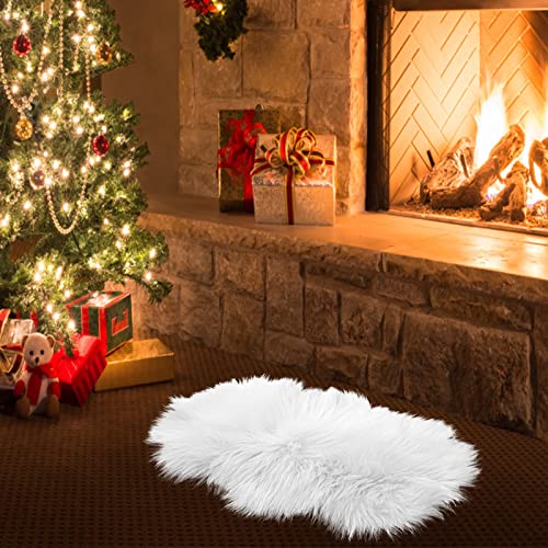 Molain Bench Cushion Fluffy Area Rug White Soft Faux Fur Bedroom Balcony Couch Reading Nook Cover Plush Mini Car Chair Seat Pad Hallway Fireplace Living Room Floor Decorations (50 cm Oval)