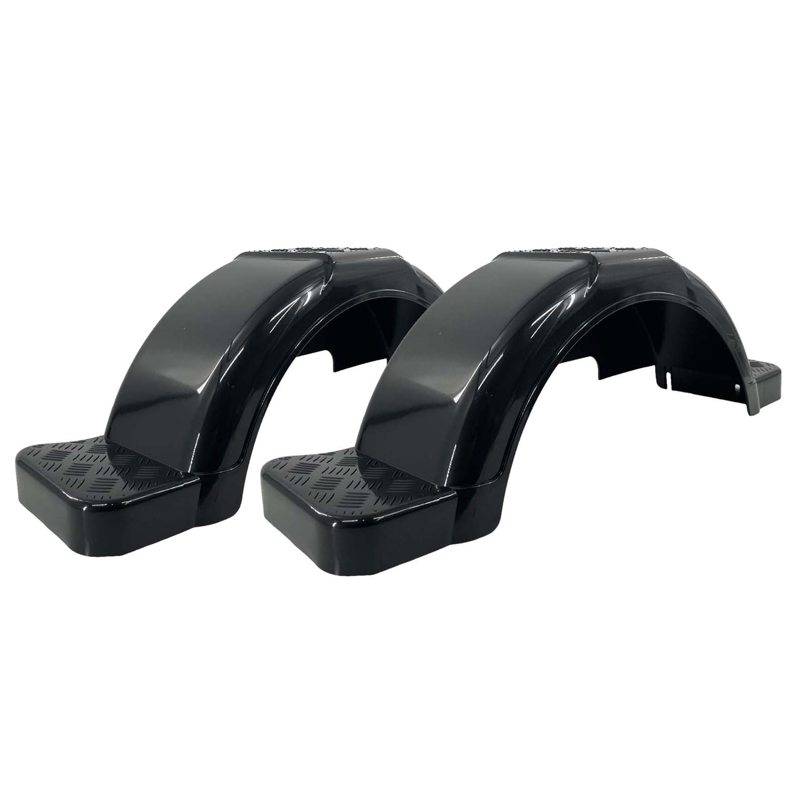 (2) Sturdy Built Black Plastic Single Axle Boat Trailer Fenders with Steps 9 1/4 in x 37 1/4 in x 12 in, 26972-2