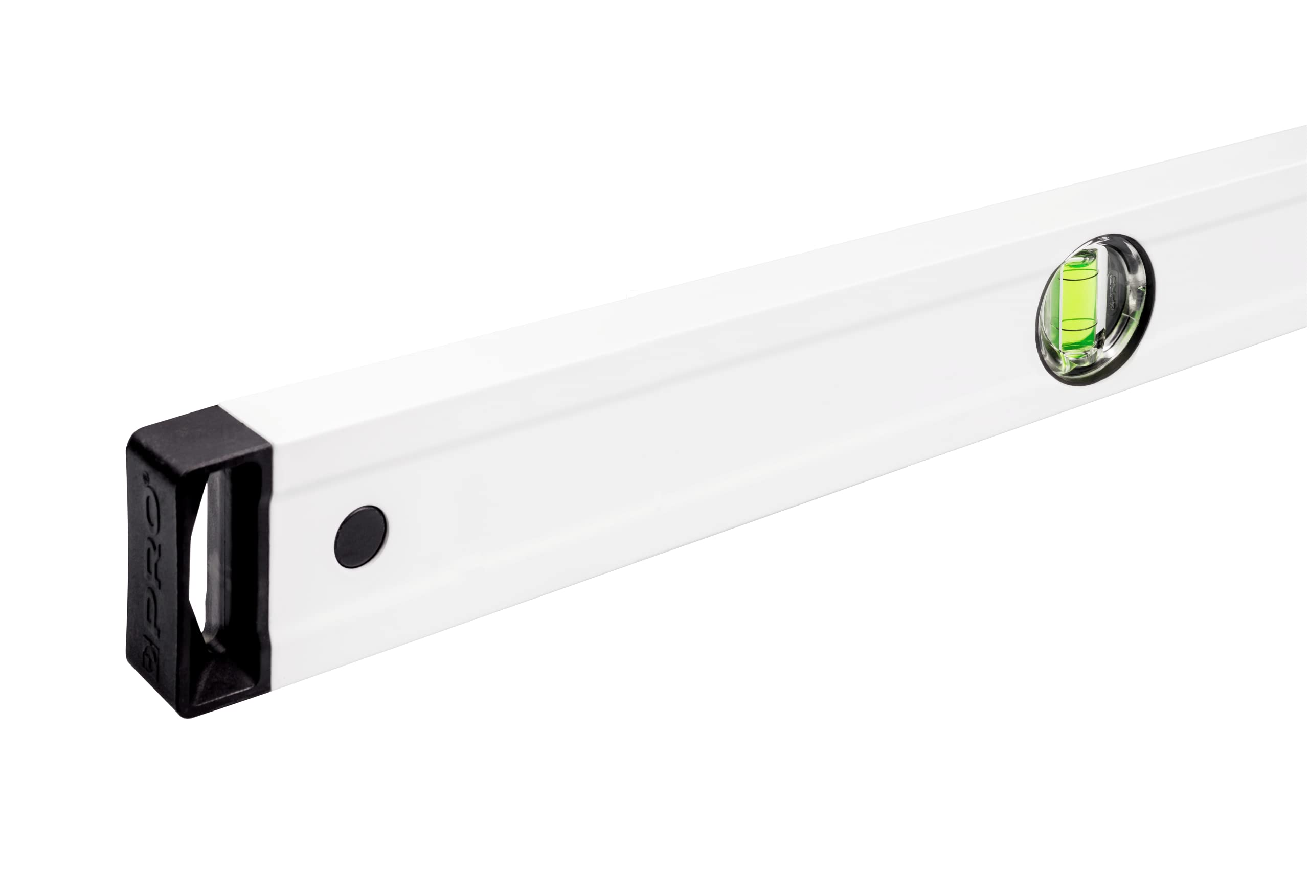 PRO600 Nivel de burbuja 180cm con 2% de inclinación -Perfil ergonómico y ERS+ (Easy Reading System) Nivel de precisión con tapones antichoque - Color Blanco