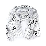 SERENITA Satin Scarf Hair Wraps for Women Gifts, American Flag Bandana Scarfs, Shamrock Clover Scarves, Music Note White/Black 2