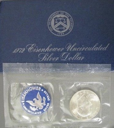 1972 S Eisenhower IKE Dollar 40% Silver Comes in original US mint packaging Dollar Uncirculated US Mint