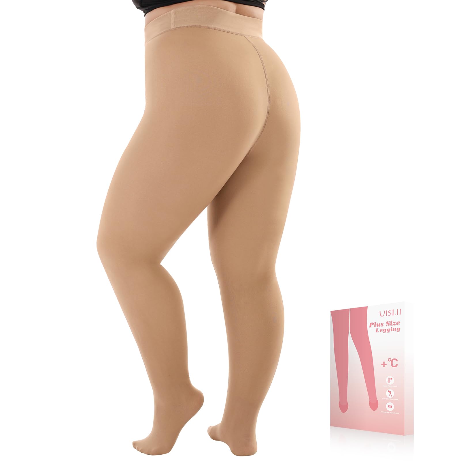 Plus Size Fleece Lined Tights Women Warm Pantyhose Leggings Women Fake Translucent Thermal Skin Colored Tights Winter