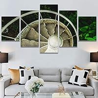 SIGNWIN 5 Panel Canvas Wall Art Architecture & Maps Closeup Cool Industrial Multicolor Patterns for Home Decorations Ready to Hang - 60