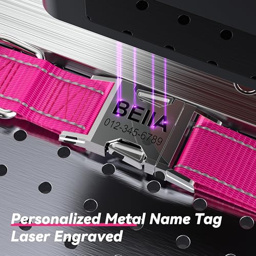 Personalized Reflective Dog Collar with Name and Phone Number, Engraved Pet ID Tag, Adjustable Nylon Collar with Quick Release Metal Buckle - Image 4