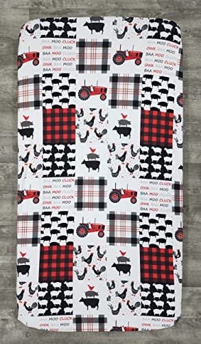 Image of Dear Baby Gear - Baby Crib Sheets - Toddler Bed Sheets - Breathable Fitted Bed Sheet - Nursery Bedding - Infant Cribs Mattress Cover - Crib Sheet for Girls & Boys - 52x28x10 (Farm Faux Quilt Print)