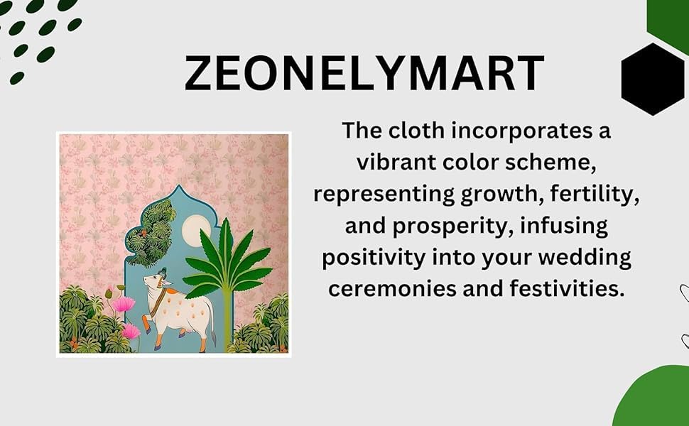 Image of Traditional Backdrop Decoration Cloth |Cow Backdrop Cloth |Traditional Backdrop Cloth |Back Drop Curtain for Decorations (8 8FT) Single Cow Pink (gudi padwa Decoration Backdrop)