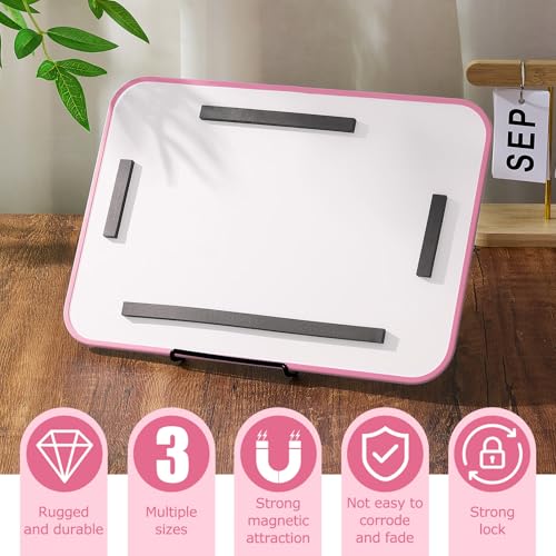Image of Flutesan 8 x 12 Inches Knitting Pattern Holder with 4 Replacement Magnets Knitting Chart Keeper Cross Stitch Magnetic Board Cross Stitch Accessories and Supplies for Crochet(Pink Border)