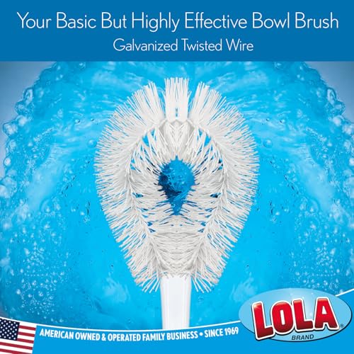 Image of LOLA Toilet Bowl Brush Curved Head, Coated Wire, Durable Poly Bristles 36Pk