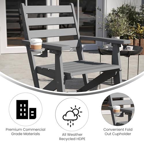 Flash-Furniture-Tolleson-Adirondack-Dining-Chair-with-Cup-Holder-Commercial-Weather-Resistant-Recycled-HDPE-Adirondack-Chair-Fold-Out-Cupholder-Gray