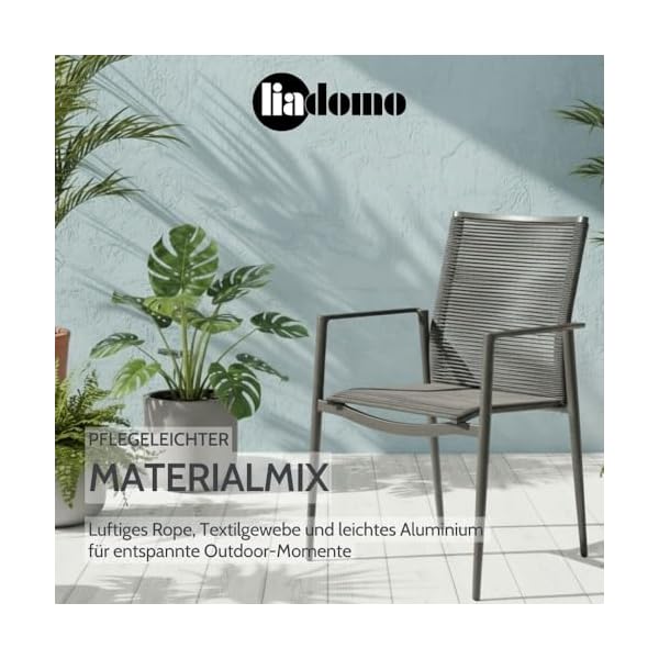 Mannoli Gartenstuhl 2er-Set Aluminium & Rope Anthrazit