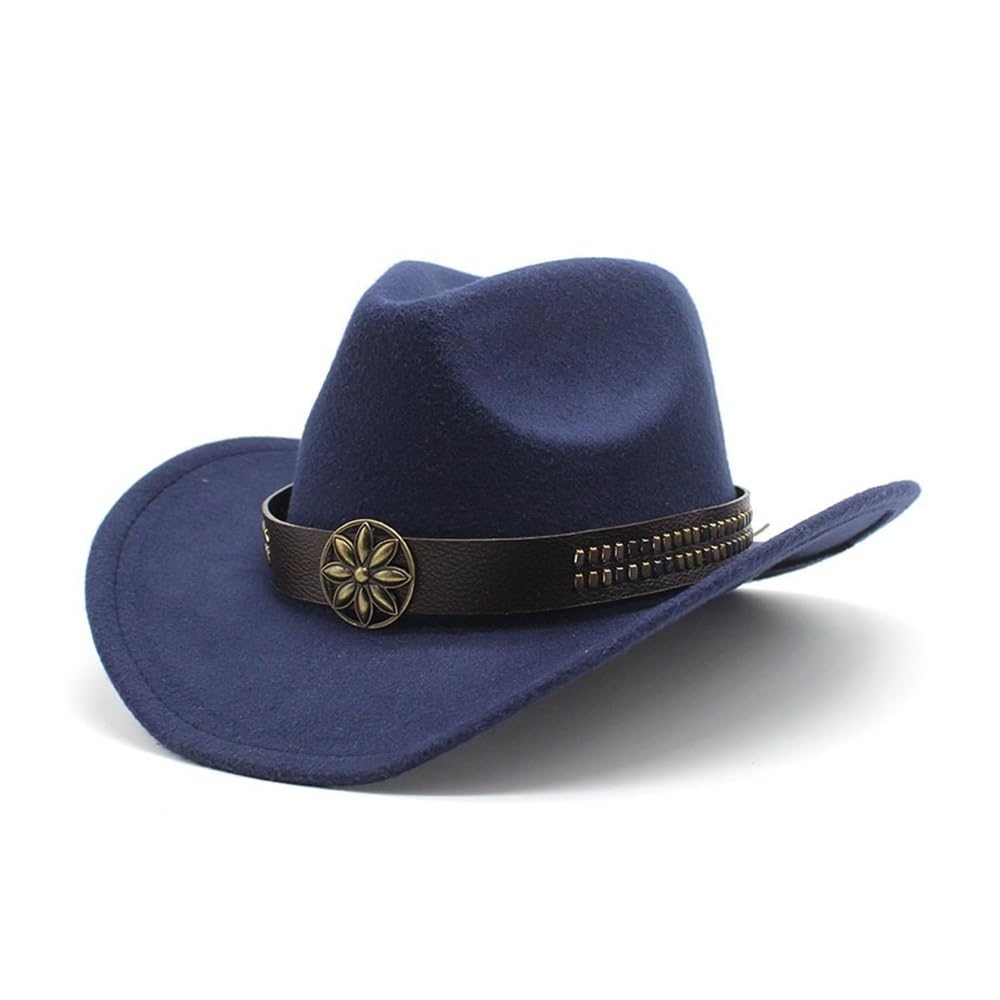 Chapeau tibétain Vintage, Chapeau de Cow-Boy Occidental avec Accessoires Cowhead, Chapeau de Style Ethnique Automne et Hiver(Noir)
