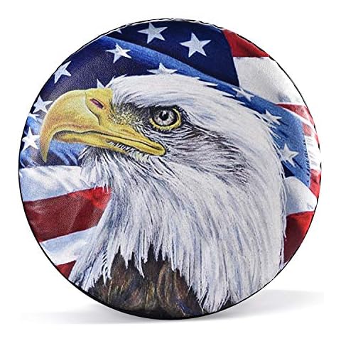 Jayke Joy Spare Tire Cover, Wheel Cover with American Eagle US flag PVC Leather Waterproof Dust-proof Universal Fit for Jeep Trailer RV SUV Camper Vehicle (17 Inch) Cover