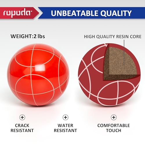image for ropoda 90mm Bocce Ball Set with 8 Polyresin Balls, Pallino, Case and M