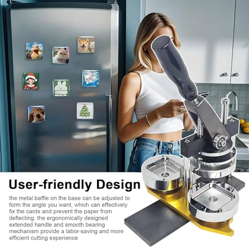 Fridge Magnet Button Maker Machine, 50 Mm Button Maker Machine with 100 Sets of Consumables, with Paper Cutter, DIY Fridge Photo Magnet Machine, for Badge Button