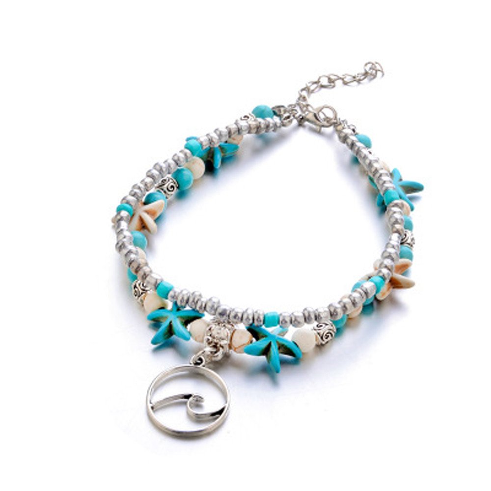 Bracciale Perline Boho Cavigliera Caviglia Mare Spiaggia Turchese Sandalo Tartaruga Cavigliera degli Anelli