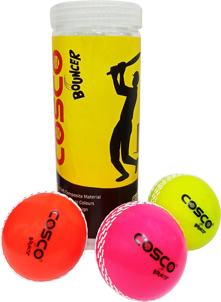 Cosco Bouncer Cricket Wind Ball – Durable Practice Ball for All Surfaces,Pack of 3 Balls.