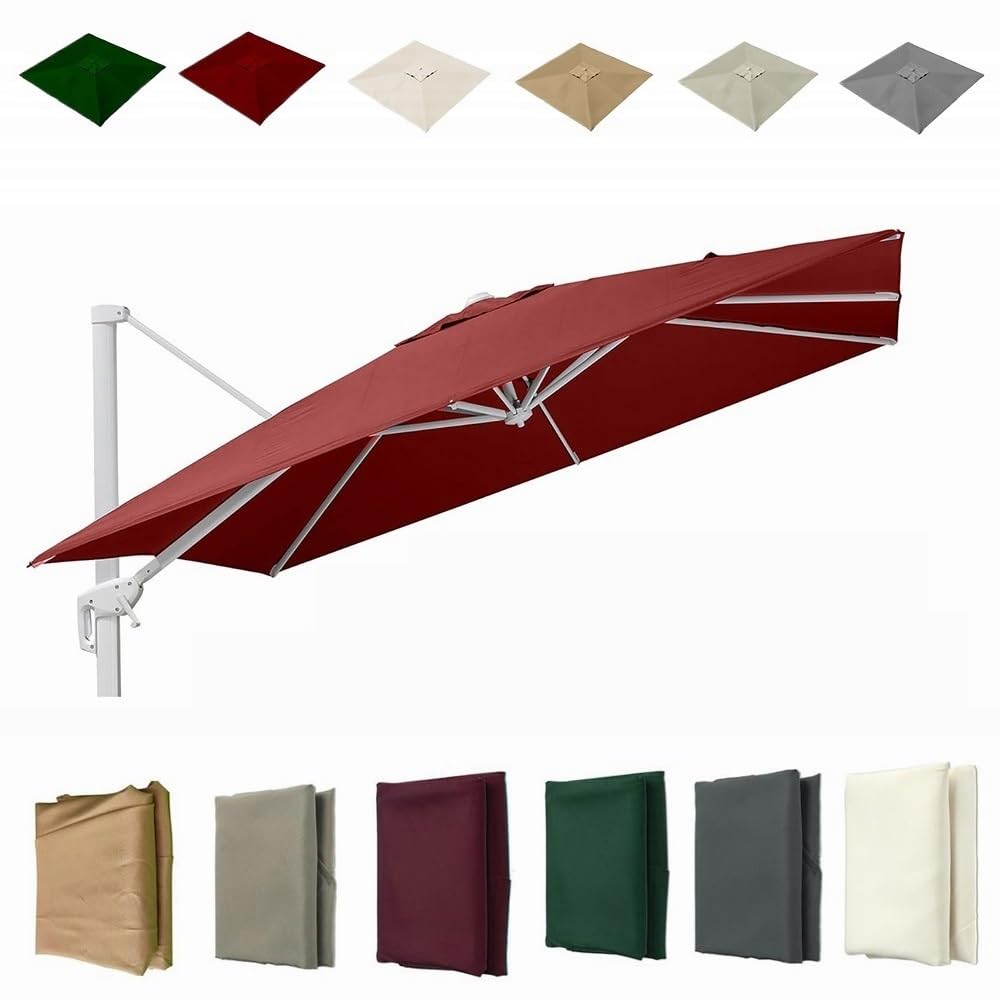 Duży prostokątny parasol tarasowy, zapasowy baldachim 250 x 250 cm, 300 x 300 cm, 400 x 300 cm, ochrona przed promieniowaniem UV, pokrowiec z tkaniny do użytku na zewnątrz, do ogrodu (bordowy, 20 x 20