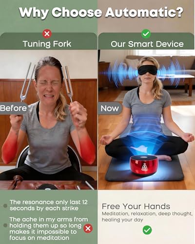 Image of Tuning Fork for Healing Set Alternative-PUVIDJUT M3 Digital Sound Healing Device |Solfeggio Frequencies & Tibetan Singing Bowl Tone| for Stress & Sleep, Chakra Balance, Relaxation,Meditation