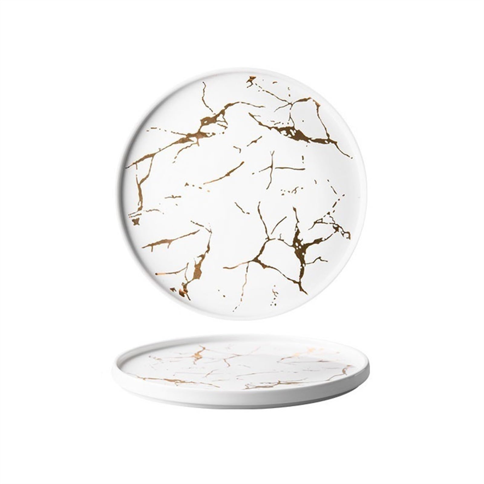 HPTHLY Plate 10 Inches Imitation Marble Ceramic Steak Plate Simple Fashion Round Dinner Plate Pasta Salad Plate High-Grade Tableware Dessert Plate