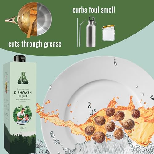 Image of Forest Lab Organic Dishwash Liquid Gel | 3 Litre | Bio-Enzyme Powered| Baby & Pet Safe -No Harmful Chemicals (Paraben, SLS Free) | Eco-Friendly | Natural & Plant-Based Ingredients (750 ml (Pack of 4))
