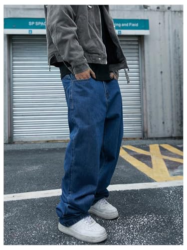 Verdusa Men's Vintage Baggy Jeans Wide Leg Denim Pants with Pockets2