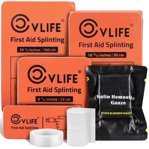 CVLIFE First Aid Splints Kit with Quick Clotting Gauze, 39",19", 9" and 2" Combo-Pack, Aluminum Emergency Splints for Bone Fractures - Reusable, Lightweight, Waterproof