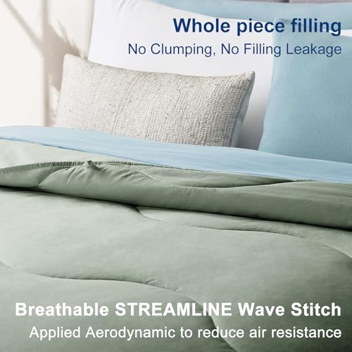 Image of MEELUS Lightweight Comforter Cooling Sage Green, All Season Duvet Insert