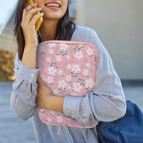 Image of Dadanism 9-11 inch Tablet Sleeve Bag Carrying Case for iPad (A16) 11th Gen 11 inch, iPad 10th Gen 10.9 inch Air 5 /4, iPad Air M4 /Pro 11 inch, iPad 9 /8 /7th, Galaxy Tab A11+ Plus 11 inch, Remarkable 2 10.3 inch, Pink Flowers