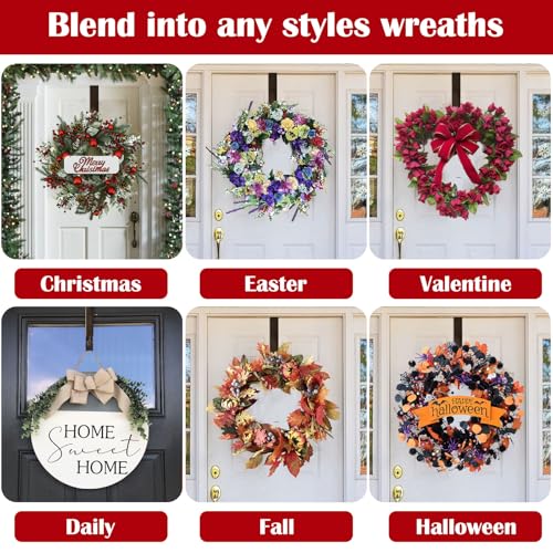 Image of 15 inchto 25 inch Wreath Door Hanger, Non Scratch Wreath Hangers for Front Door | Metal Door Wreath Hanger, Over the Door Hooks, Hanging Fall Easter Christmas Halloween Decor Welcome Sign- Hold Up to 20lbs