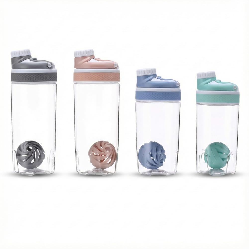 Sports Protein Pre-Workout & Smoothies Shaker Bottle, 700ml BPA-Free Leakproof Cup with Spiral Stirrer Ball, Flip Cap, Anti-Slip Grip for Gym, Fitness, Cycling (Blue)-image-29