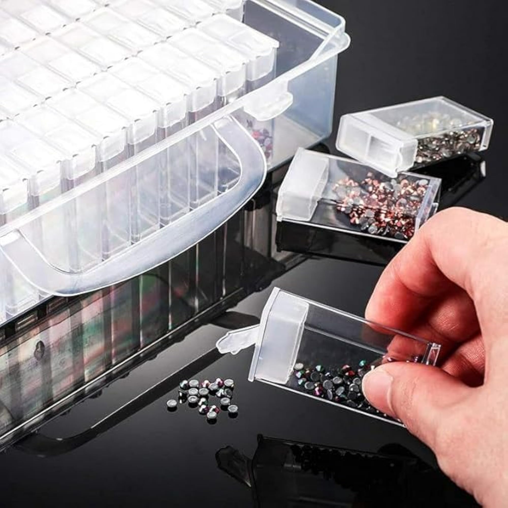 64 Grids Clear Plastic Organizer Box for Art Craft Storage