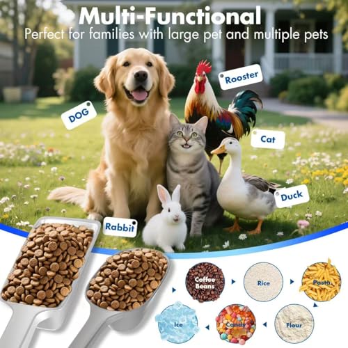 Image of Food Scoop, Cup Capacity Dog Food Scooper With Measuring Lines For Dog, Puppy and Cat Coffee Bean Flour Scoop Set (Grey)