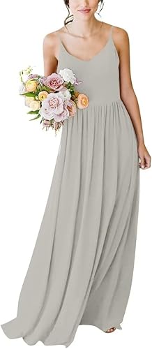 Vestido formal de gasa con cuello en V para mujer, vestido formal hasta el suelo