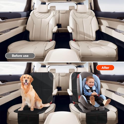 HDRNT Kindersitzunterlage Lsofix 2 Stück mit Mehreren Taschen aus Oxford Stoff für Autositz Schutz und Unterstützung ideal für Kinder