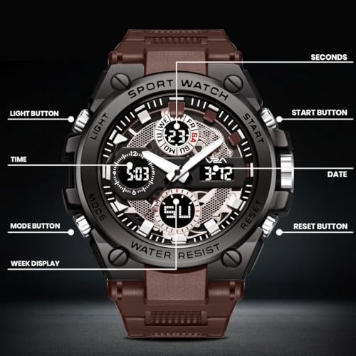 Image of V2A Stryke-TERRAX 5220 Analog-Digital Sports Watch for Men | Bold 3D Dial Design | 50M Waterproof Quartz Watch with Alarm, Stopwatch, Day-Date & Backlight | Rugged Everyday Performance