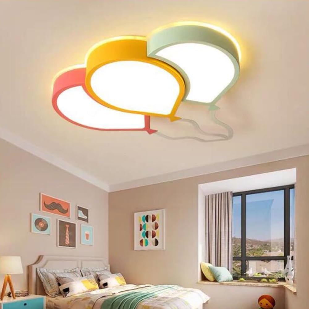 LED Ballon Deckenleuchte Für Kinder Kreativ Kinderzimmer Lampe 36W Dimmbar Mit Fernbedienung Jungen Und Mädchen Schlafzimmer Deckenlampe Acryl Lampenschirm Esszimmer Wohnzimmer Licht 3 Luftballons
