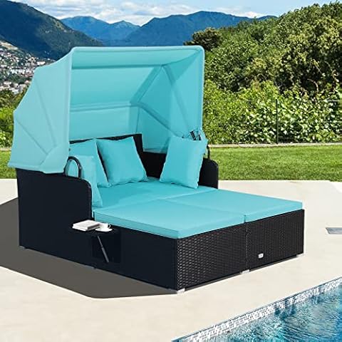 Tangkula Patio Rattan Daybed Cover