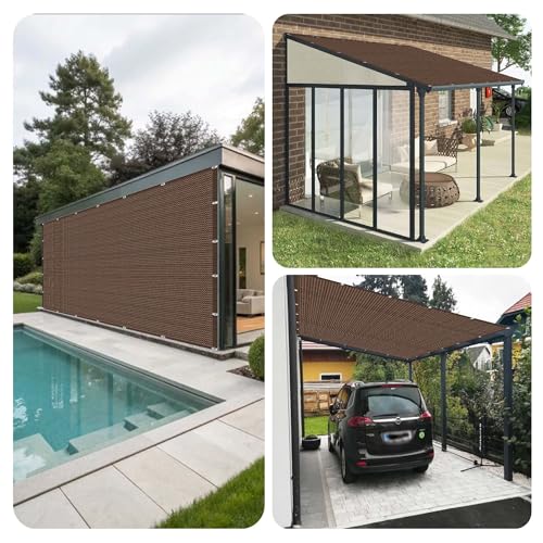 Filet d'ombrage perméable à l'eau 4 x 4 m marron résistant vent et soleil - 4